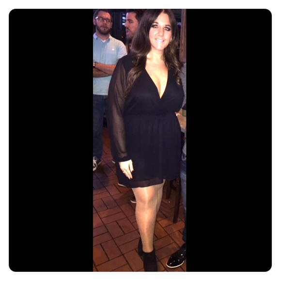 Black long sleeve sheer midi dress