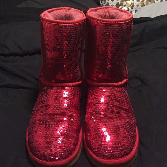 Red sparkly ugg boots