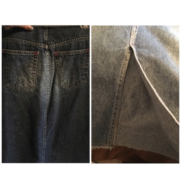 Vintage Paris Blues Front Slit Raw Hem Denim Skirt Junior’s Sz 3 - Picture 3 of 4