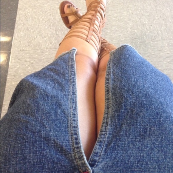 Vintage Paris Blues Front Slit Raw Hem Denim Skirt Junior’s Sz 3 - Picture 2 of 4