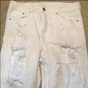 White High Waisted  Ripped Jeans