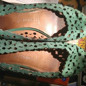 Emerald Green Daisy Cutout Flats Jeffrey Campbell