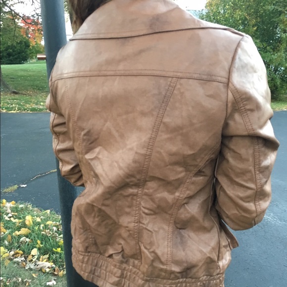 Caramel leatherette moto jacket - Picture 3 of 4
