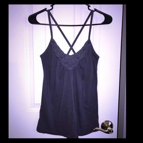 Anerican Eagle Grey Tank w/ Crochet & Bead Detail