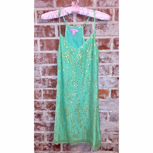 Lilly Pulitzer Dusk Dress Green With Gold Detail