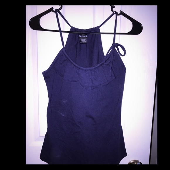 Wet Seal Navy Halter Tank Top & Ties Around Neck
