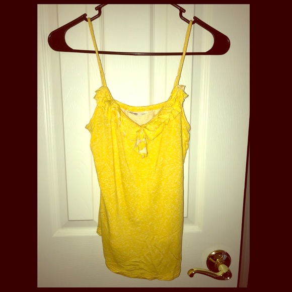 Old Navy Yellow Polka Dot & Ruffle Tank Top
