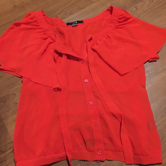 Red sheer blouse - Picture 2 of 3