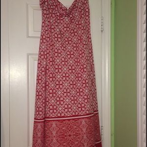 Red patterned maxi skirt