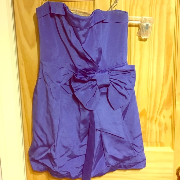 Strapless blue formal dress