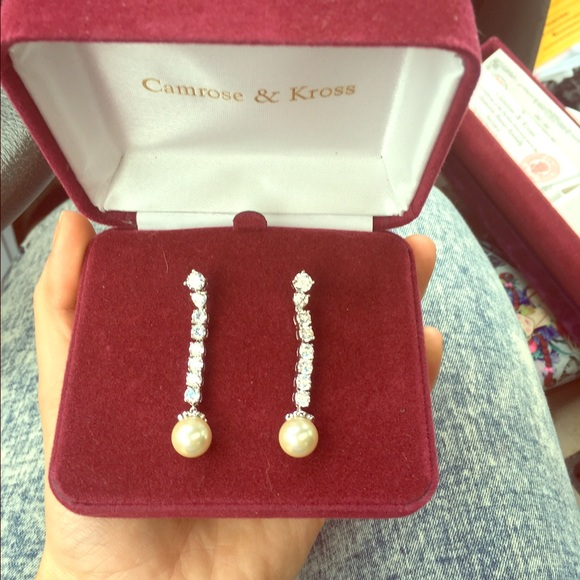 Diamond and pearl earrings