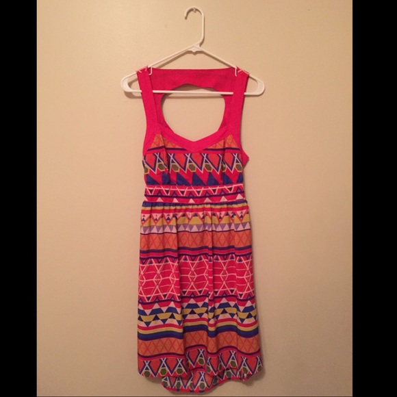 💋Aztec Print Pink Dress🎀