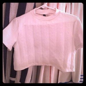 White textured crop top