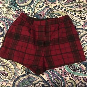 red and black plaid shorts