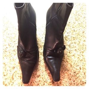 Black leather Prada boots
