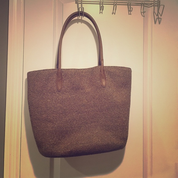 Fashionable talbots brown greenish tote purse