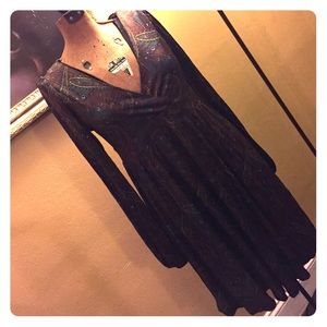 Paisley Print Wrap Style Dress