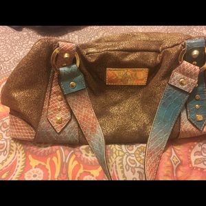 Brown/ Teal handbag