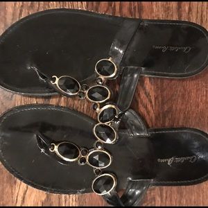Charolette Rousse Black Beaded Sandals