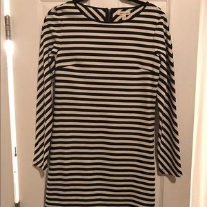 Black and white business casual striped dress