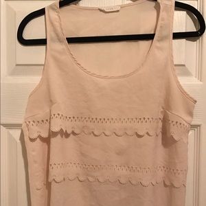 Cream laced and ruffled business tank top