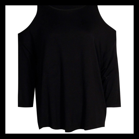 NWT🎀Soft & Stretchy Black Cold Shoulder Top🎀 - Picture 4 of 4