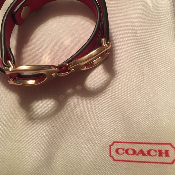 Coach hot pink wrap bracelet