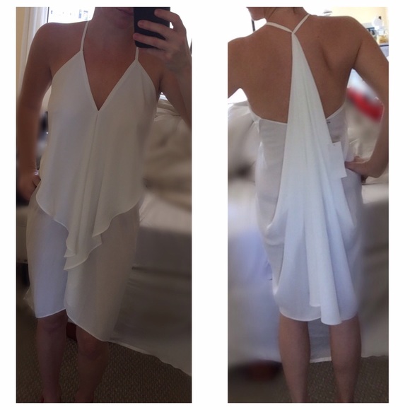 Tobi White Sheer Drape Dress- size small