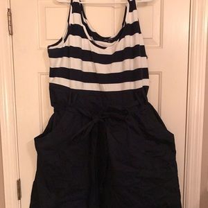 Navy and white striped dress