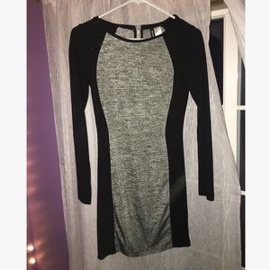 Black and grey tight long sleeve dress