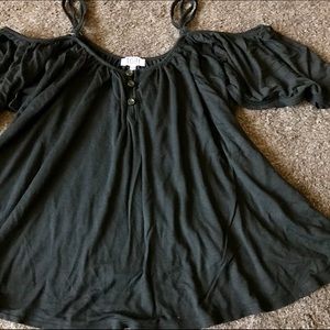 TOBI Cold Shoulder Spaghetti Strap Flutter Top