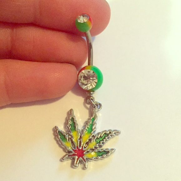 Weed leaf belly ring
