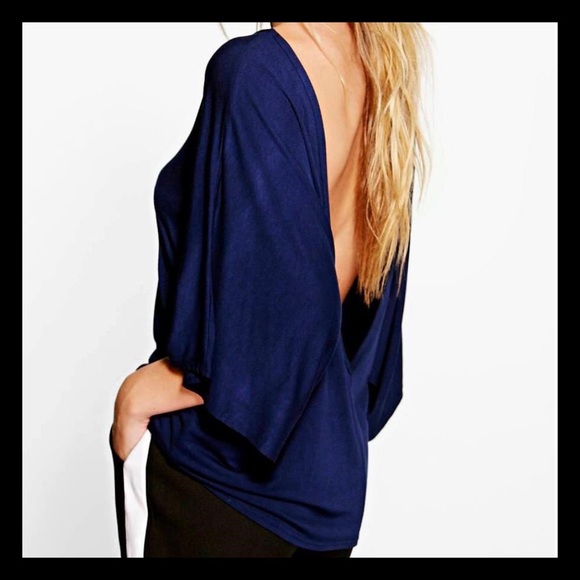 NWT💜Super Soft Black Deep V-Back Dolman Top💜 - Picture 4 of 4