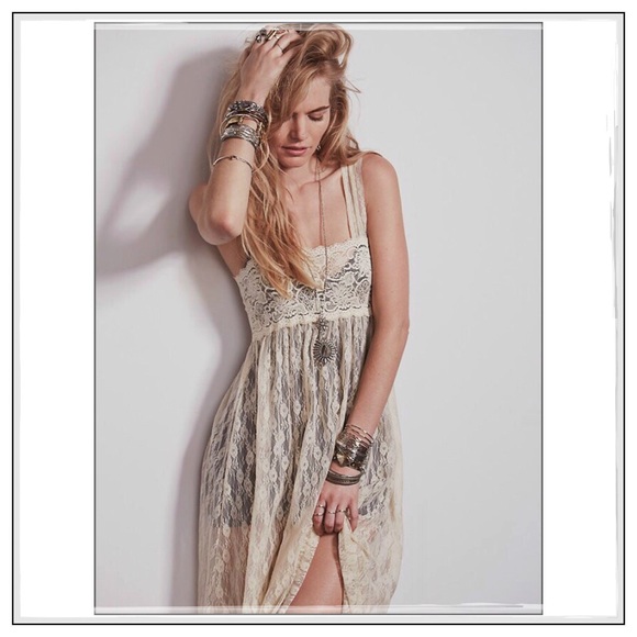 Free People Romantic Sheer Lace Slip Maxi Dress - Picture 2 of 4