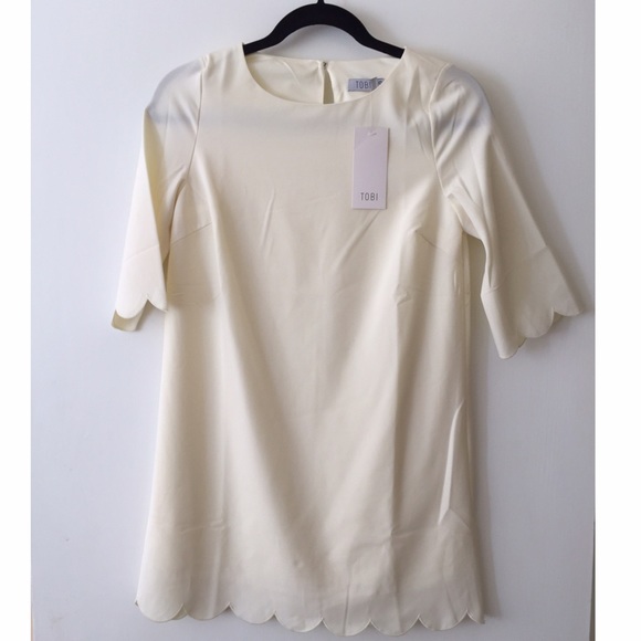 Brand new Tobi scalloped off- white dress, XS