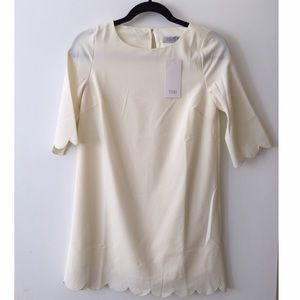 Brand new Tobi scalloped off- white dress, XS