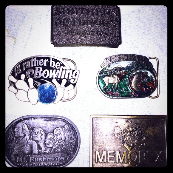 A bundle of buckles. '79-'85. Heavy brass.
