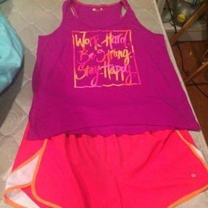 Xersion plus size workout shorts  and tank.