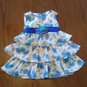 blue floral ruffle dress