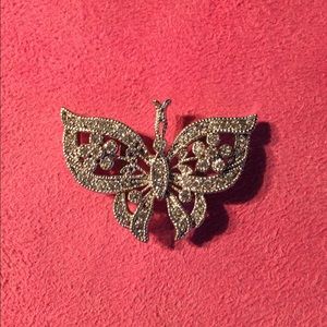 Simulated Diamond Butterfly Pendant