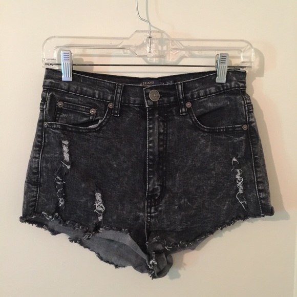 Black High Waisted Denim Shorts