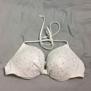 VS PINK White Sequin Bikini Top