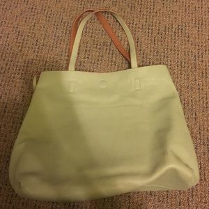 Reversible Green and Leather tote