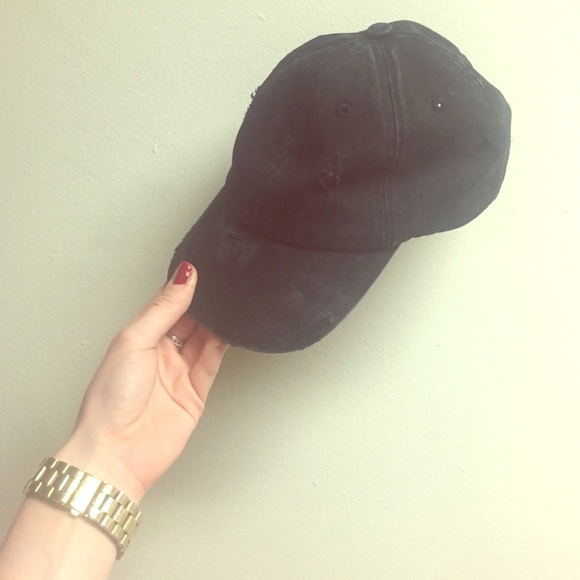 Urban outfitters distressed black cap