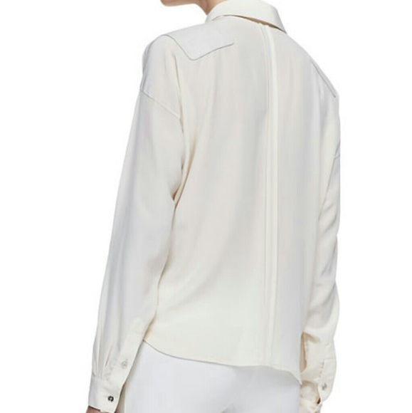 Andrew Marc x Richard ChaiSilk Long Sleeve Button- - Picture 2 of 2