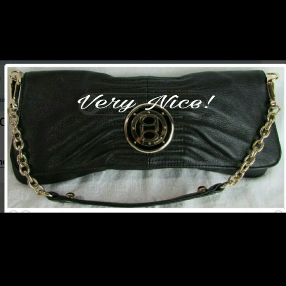 BEBE  Black Leather Gold Chain Purse