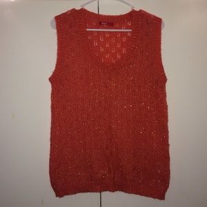 Orange and gold lurex sweater vest
