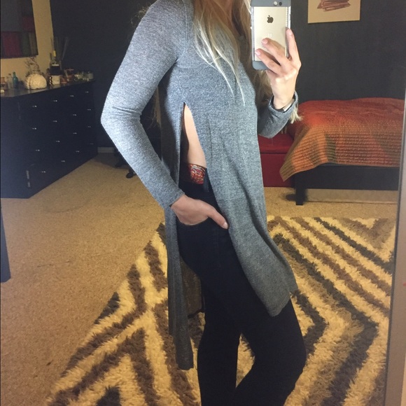 Long Gray shirt dress - Picture 2 of 3