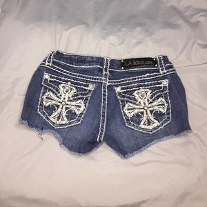 LA Idol Bedazzled Jean Shorts