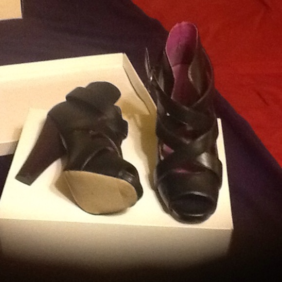black leather booties